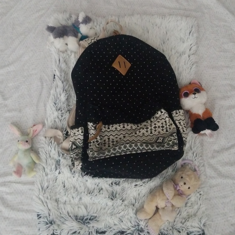 A black and White backpack